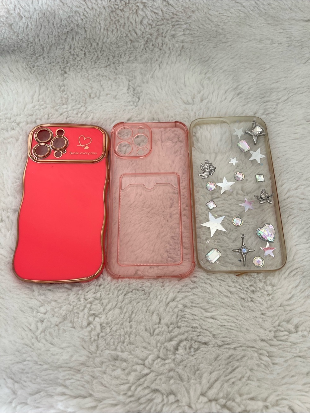 Pink Decorative iPhone Case - Clear Pink with Card Slot